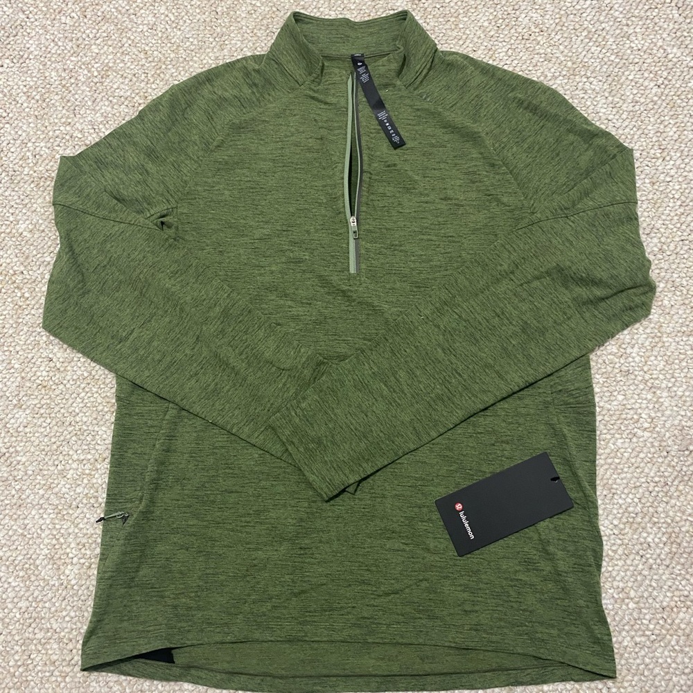 Lululemon Men L Surge Half Zip Green NWT